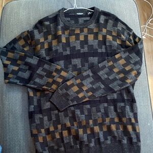 Ted Baker Black and Brown Patterned Crewneck Sweater